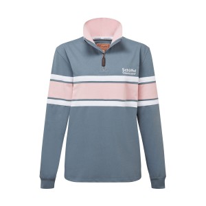 Schoffel Women's Exmouth Heritage 1/4 Zip Dark Pigeon Blue/Chalky Coral