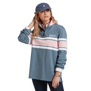 Schoffel Women's Exmouth Heritage 1/4 Zip Dark Pigeon Blue/Chalky Coral