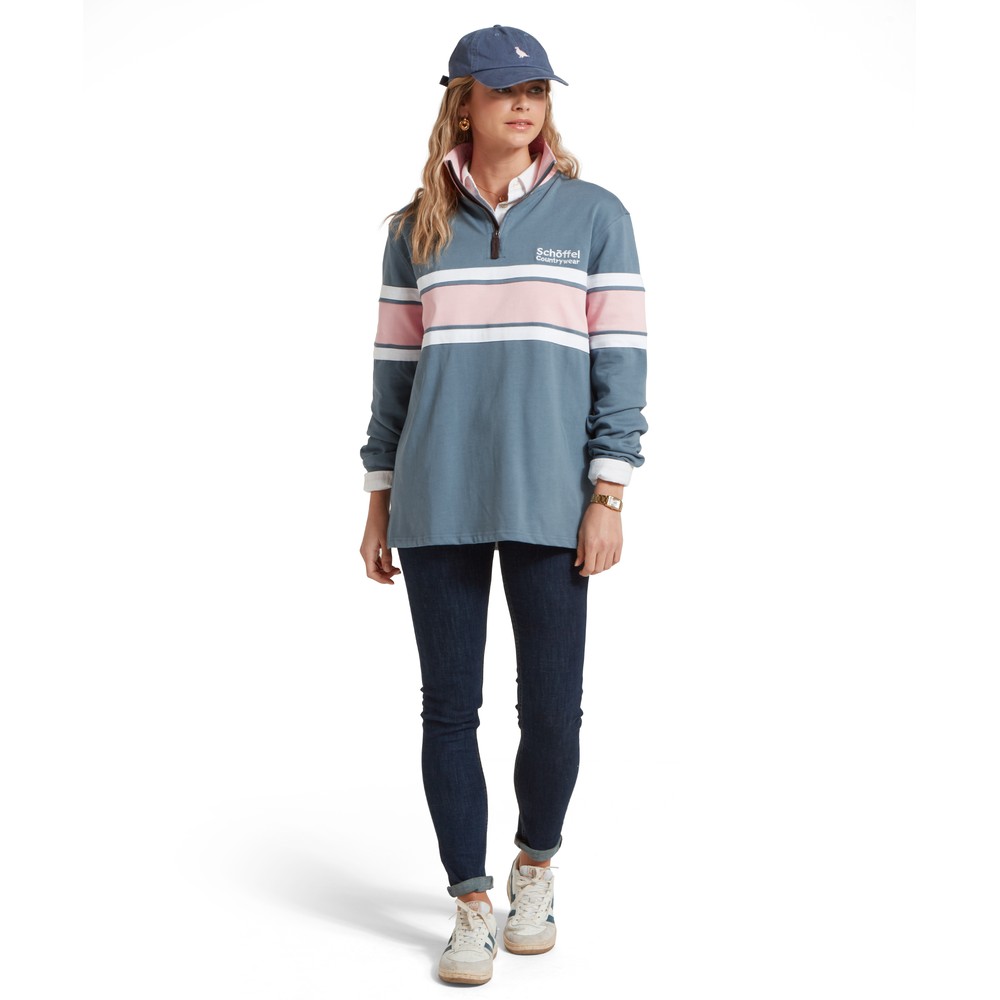 Women's Exmouth Heritage 1/4 Zip Dark Pigeon Blue/Chalky Coral