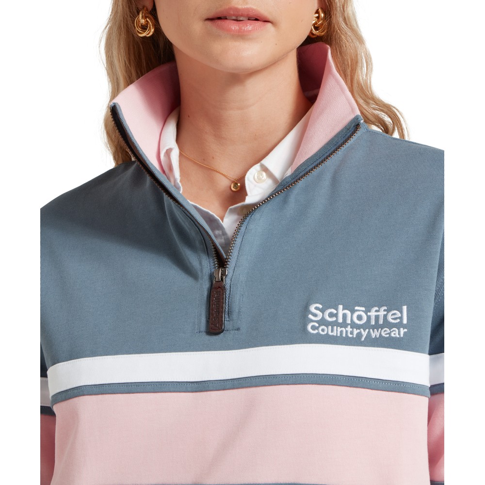 Women's Exmouth Heritage 1/4 Zip Dark Pigeon Blue/Chalky Coral