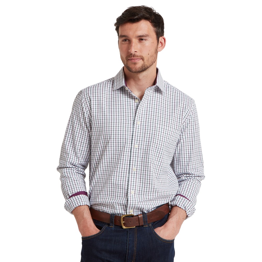 Milton Tailored Shirt Plum/Botanical Green