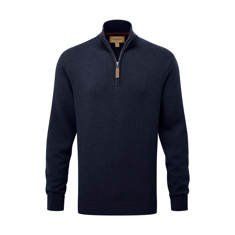 Calton Cotton Cashmere 1/4 Zip Jumper Navy