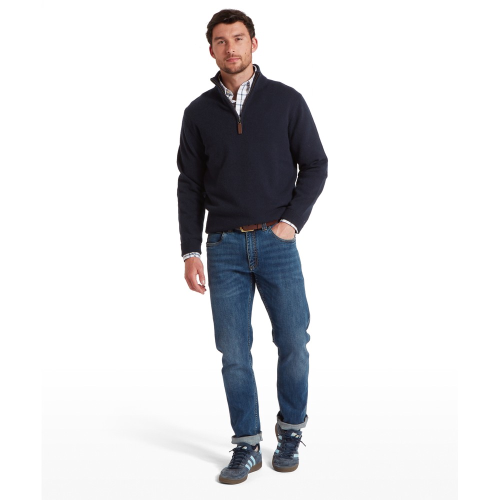 Calton Cotton Cashmere 1/4 Zip Jumper Navy