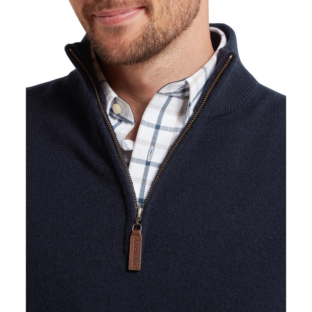 Calton Cotton Cashmere 1/4 Zip Jumper Navy