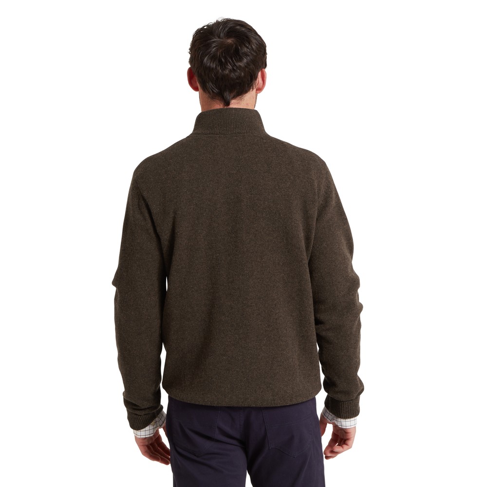 Lewis Lambswool 1/4 Zip Jumper Chocolate