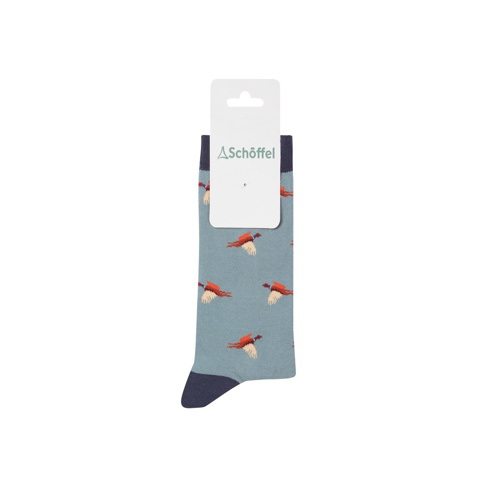 Ladies Single Cotton Sock Sterling Blue Pheasant