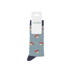 Schoffel Ladies Single Cotton Sock Sterling Blue Pheasant