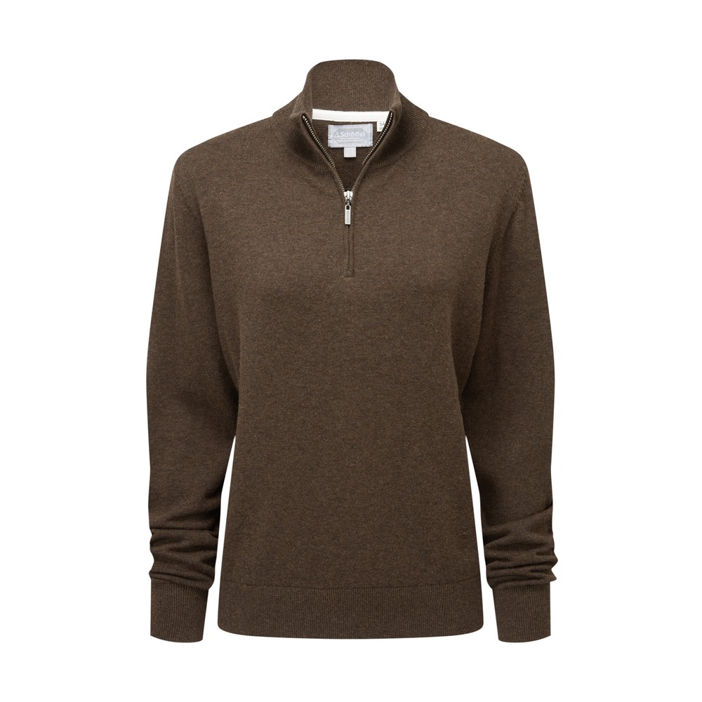 Polperro 1/4 Zip Jumper Chocolate