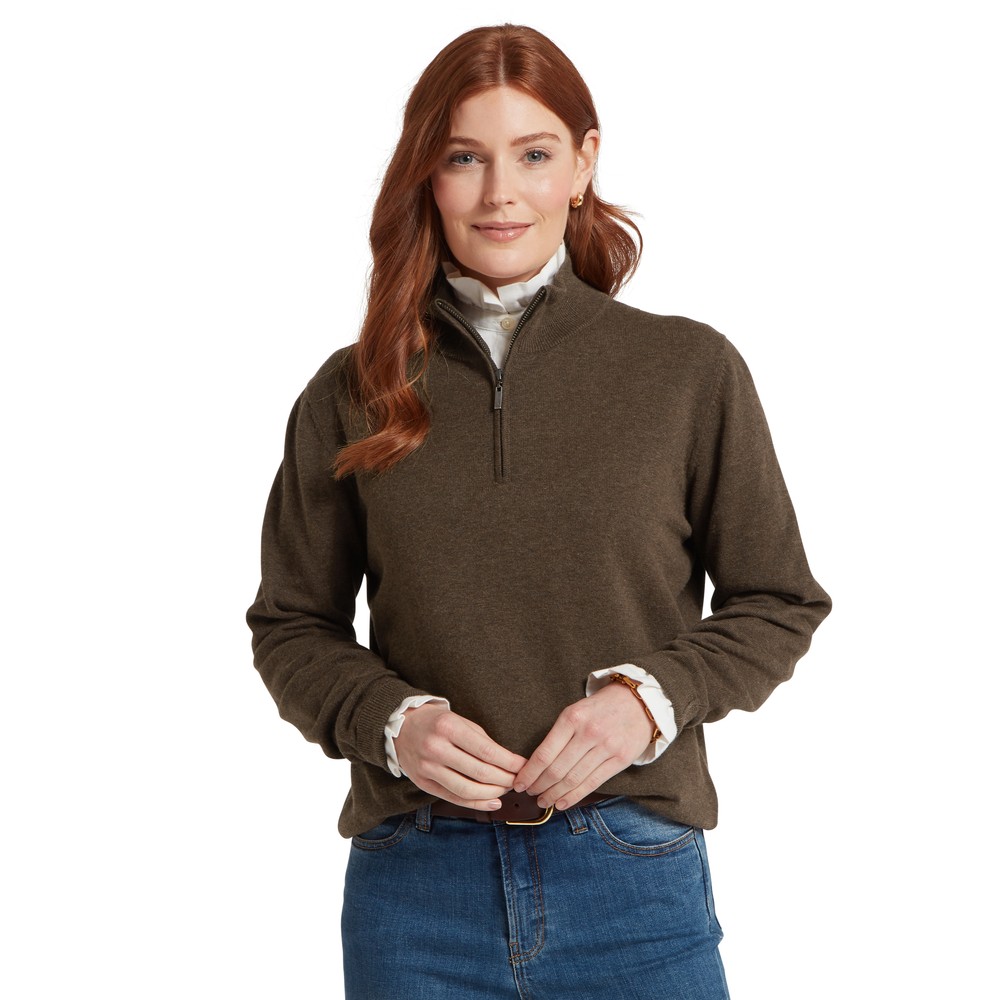 Polperro 1/4 Zip Jumper Chocolate