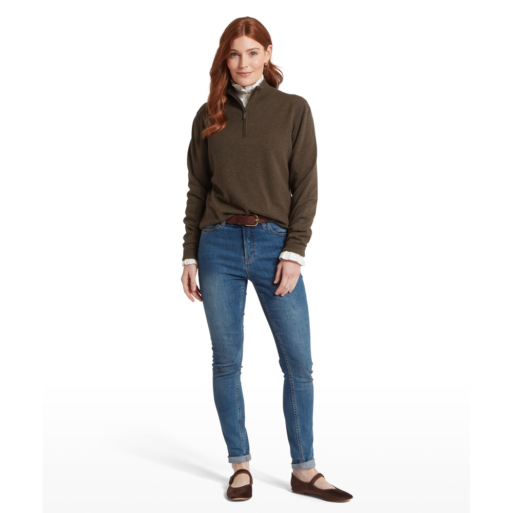 Polperro 1/4 Zip Jumper Chocolate