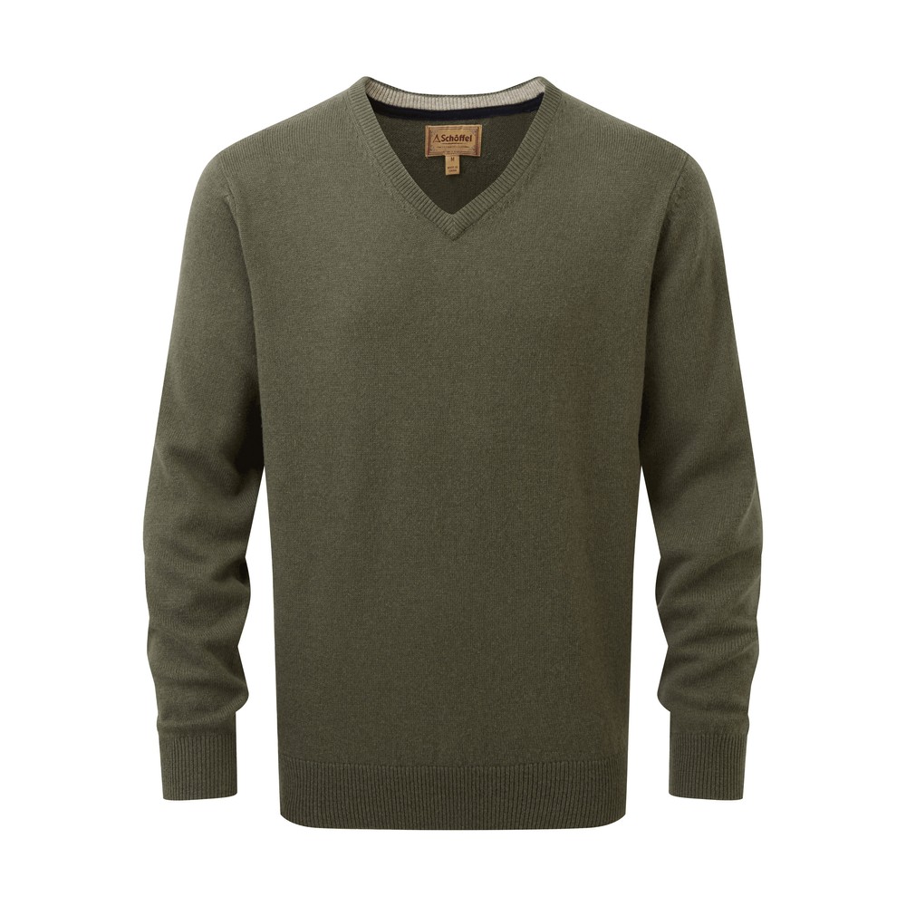 Lewis Lambswool V Neck Jumper Woodland