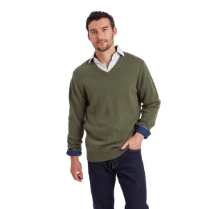 Schoffel Lewis Lambswool V Neck Jumper Woodland