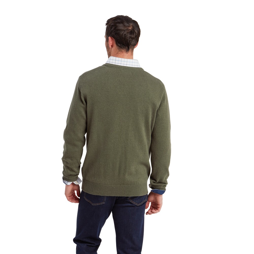 Lewis Lambswool V Neck Jumper Woodland