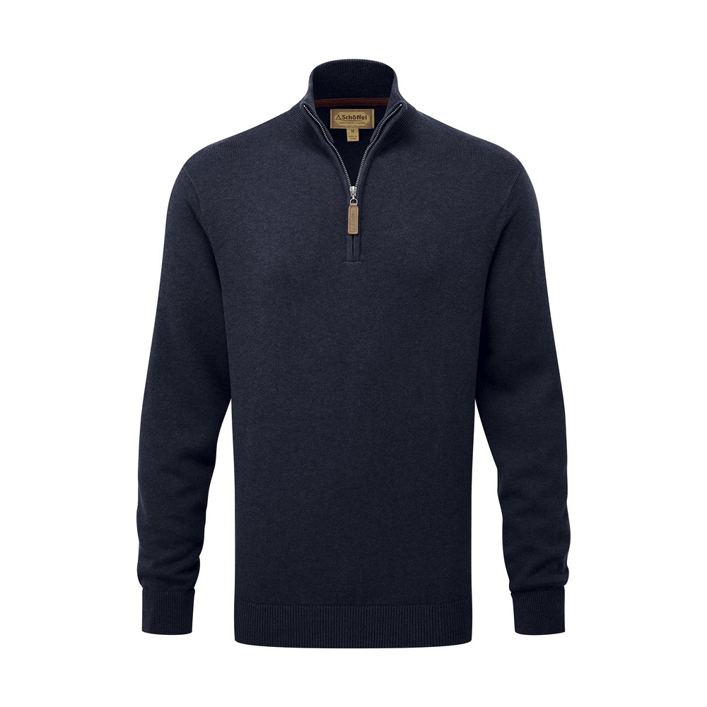 Calton Cotton Cashmere 1/4 Zip Jumper Navy
