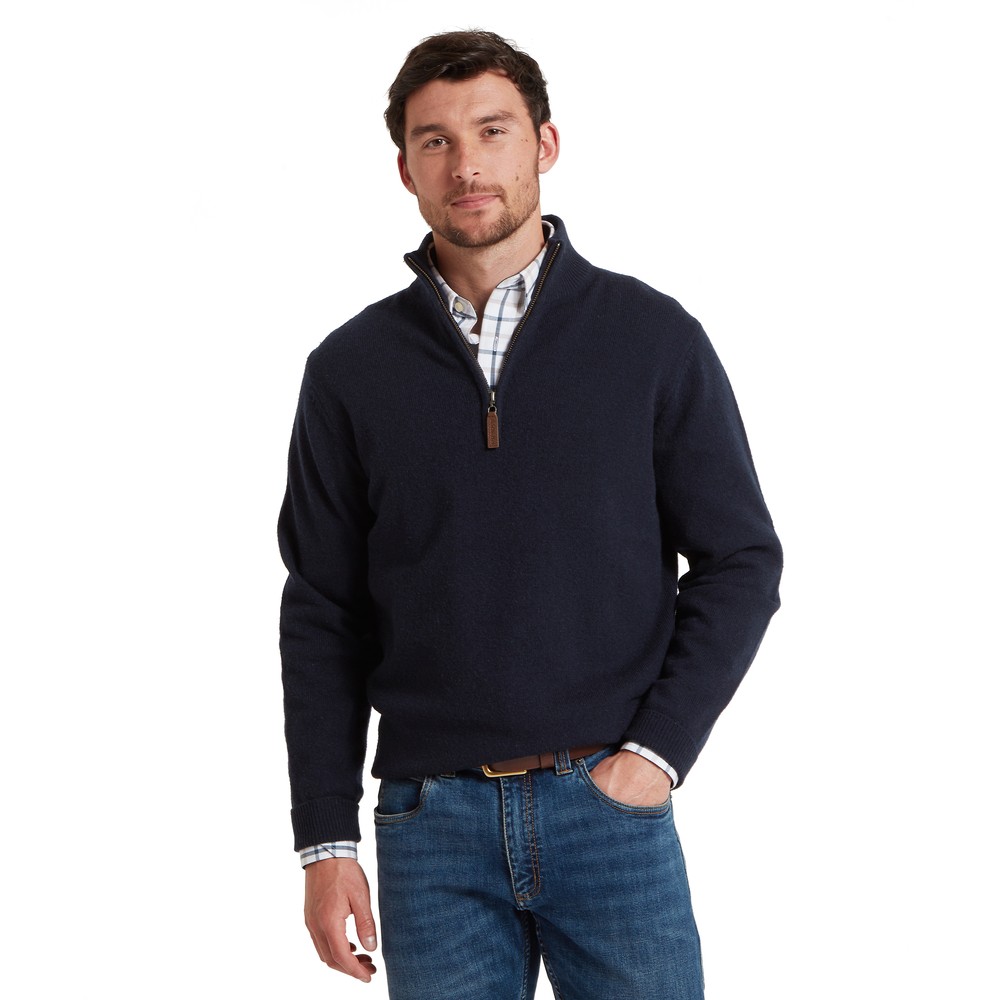 Calton Cotton Cashmere 1/4 Zip Jumper Navy