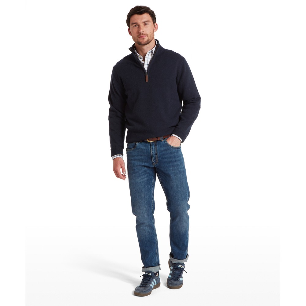 Calton Cotton Cashmere 1/4 Zip Jumper Navy