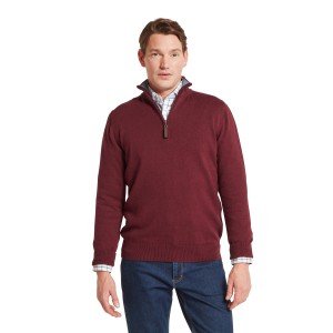 Schoffel Calton Cotton Cashmere 1/4 Zip Jumper Burgundy