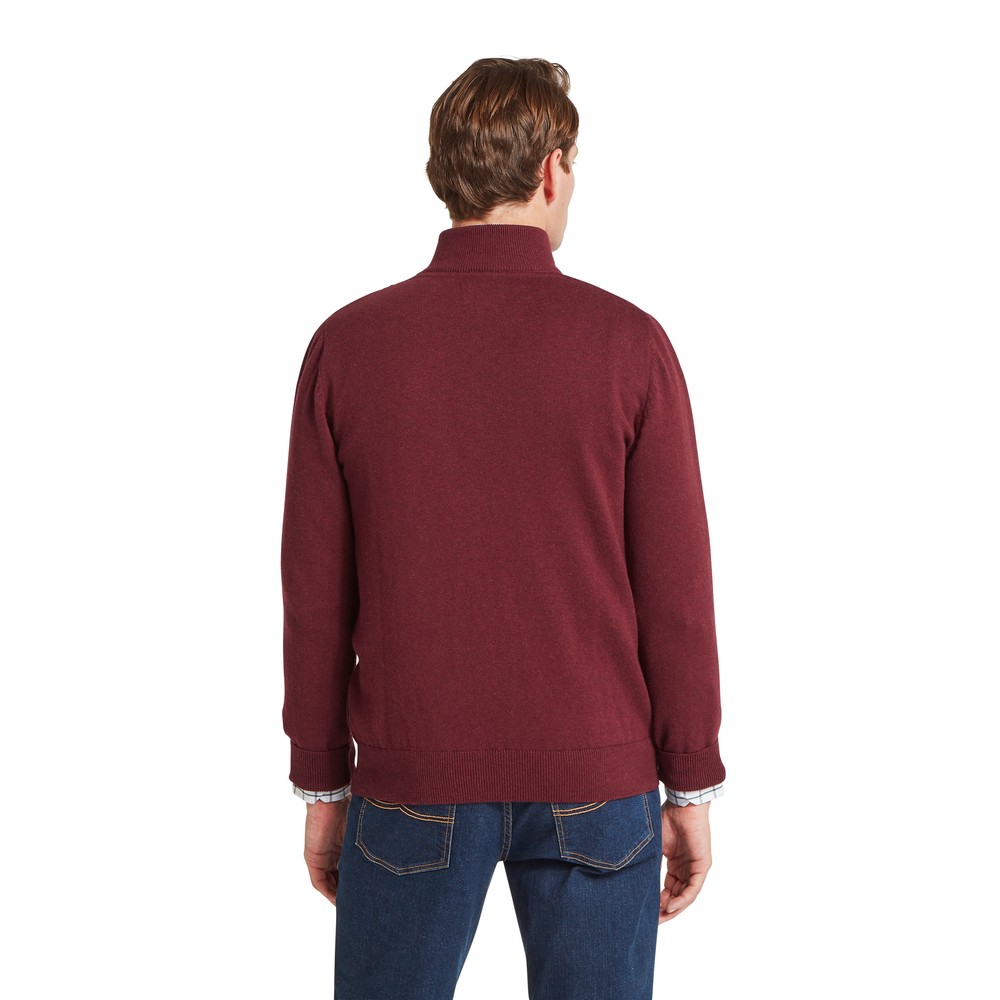 Calton Cotton Cashmere 1/4 Zip Jumper Burgundy