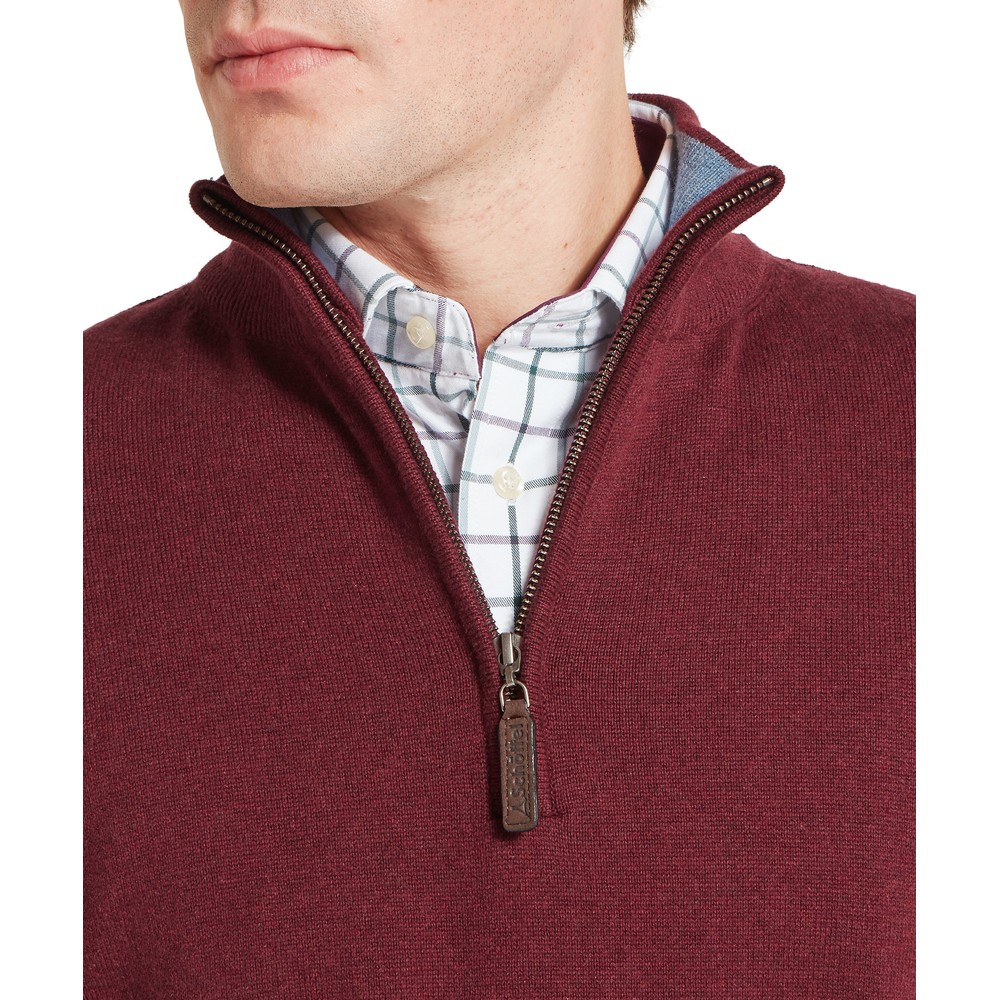 Calton Cotton Cashmere 1/4 Zip Jumper Burgundy