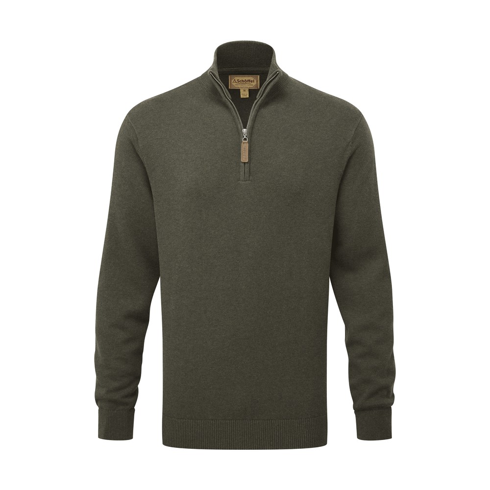 Calton Cotton Cashmere 1/4 Zip Jumper Loden Green