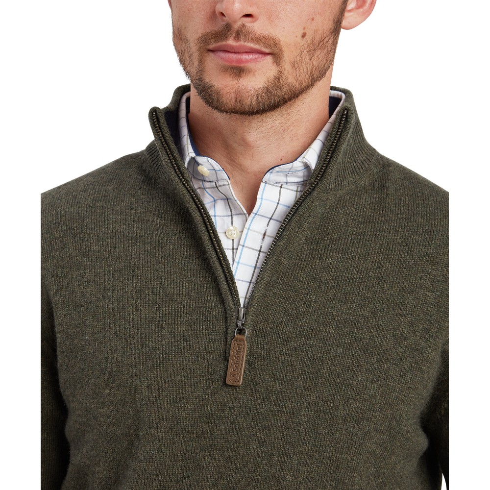 Calton Cotton Cashmere 1/4 Zip Jumper Loden Green