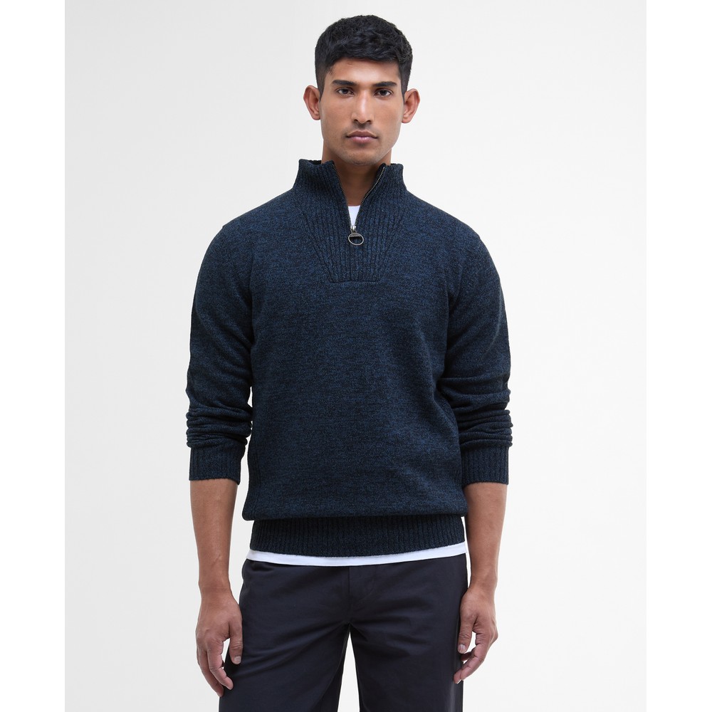 Essential Lambswool Half Zip Jumper Navy Mix